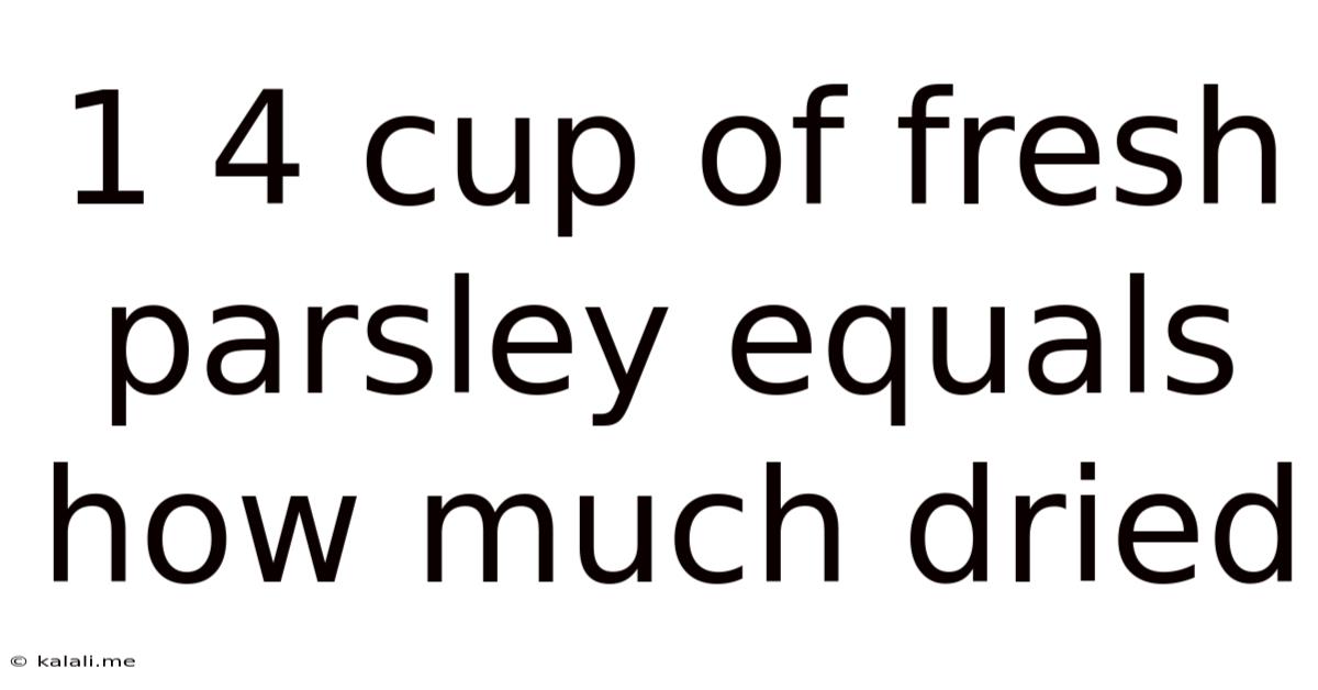 1 4 Cup Of Fresh Parsley Equals How Much Dried