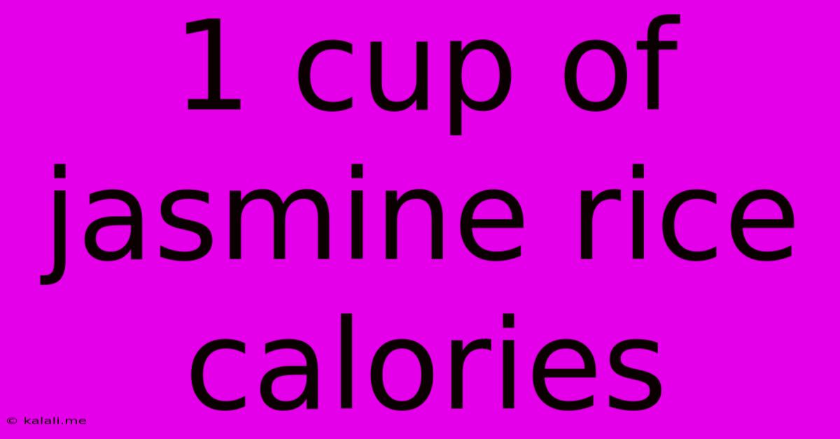 1 Cup Of Jasmine Rice Calories
