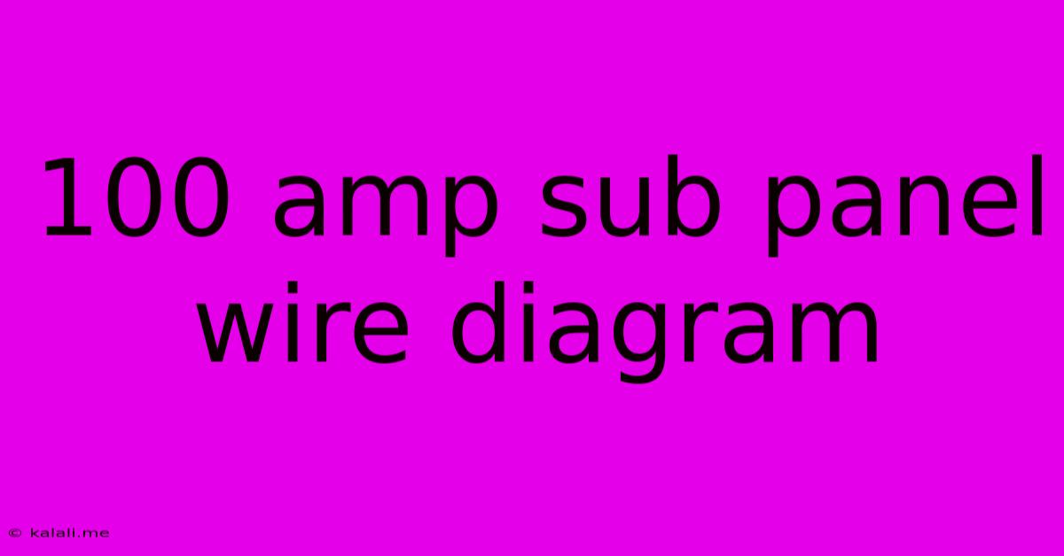100 Amp Sub Panel Wire Diagram