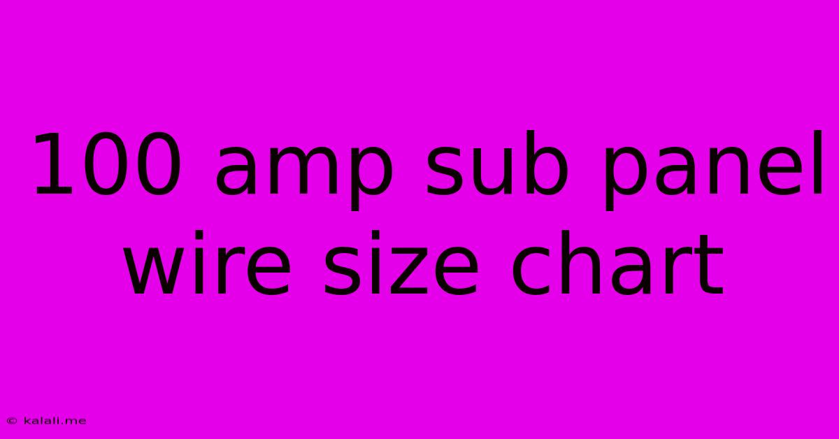 100 Amp Sub Panel Wire Size Chart