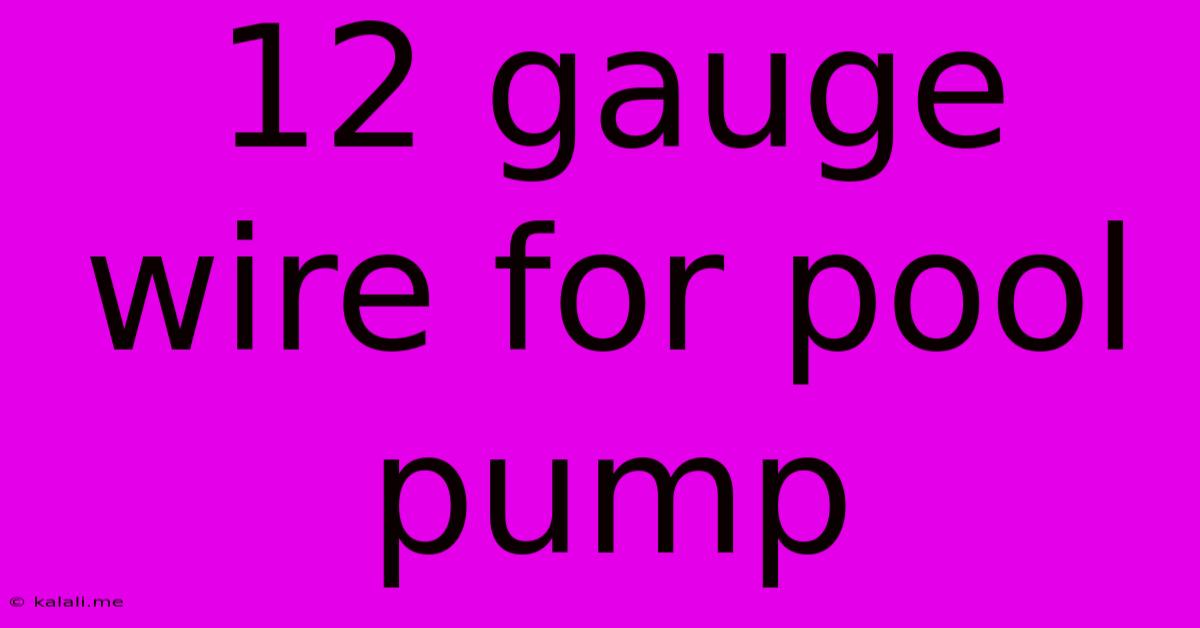 12 Gauge Wire For Pool Pump