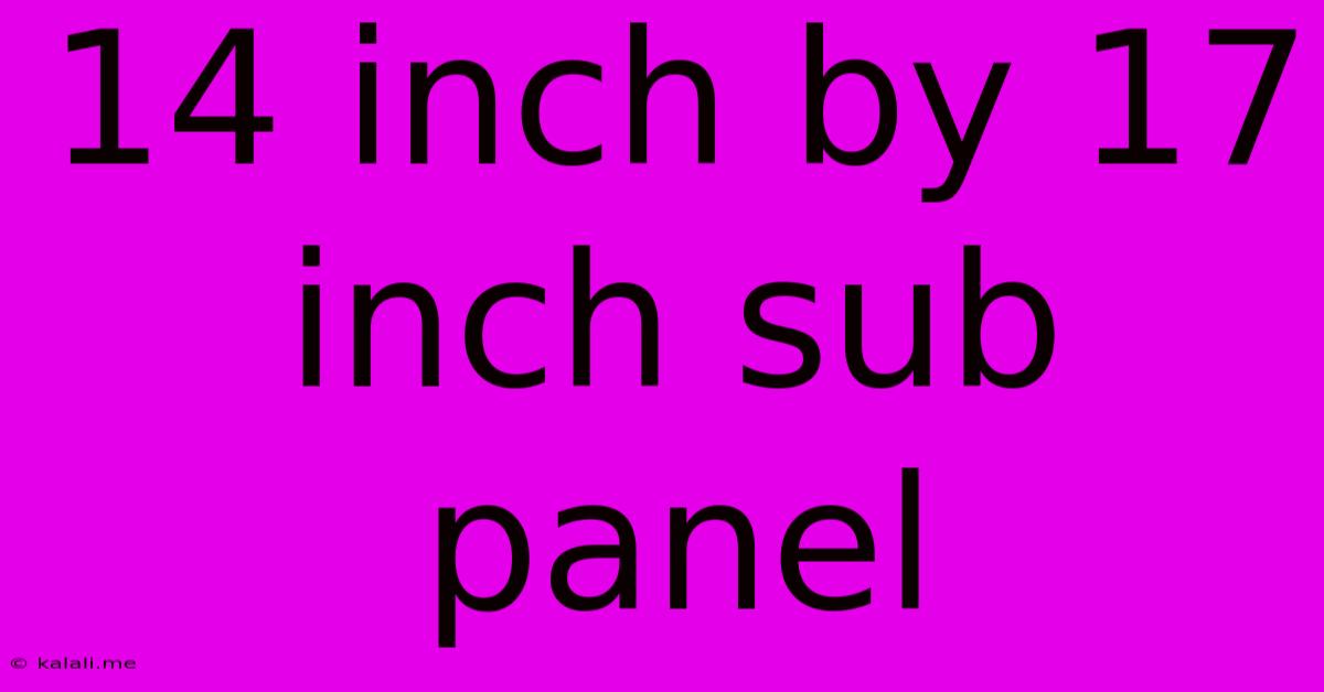14 Inch By 17 Inch Sub Panel