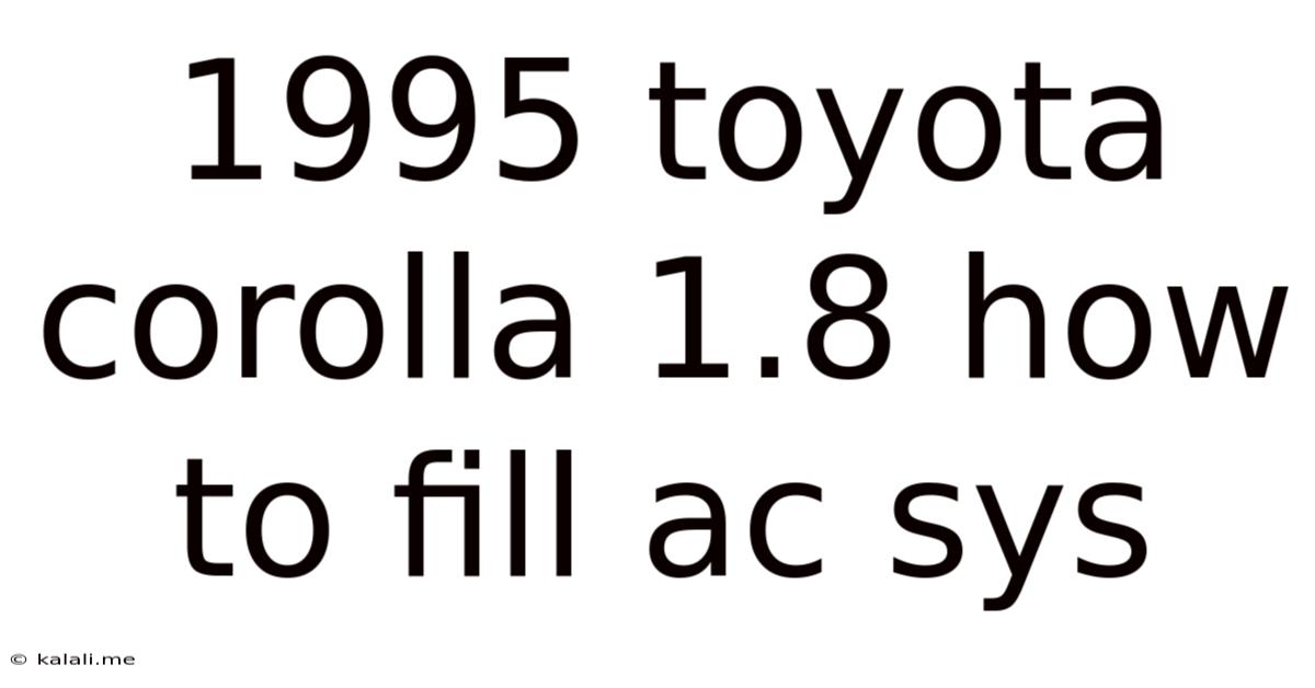 1995 Toyota Corolla 1.8 How To Fill Ac Sys