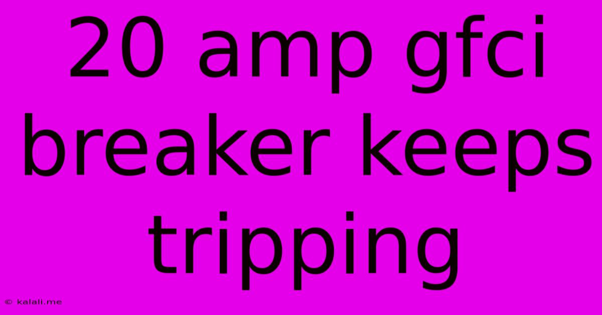 20 Amp Gfci Breaker Keeps Tripping