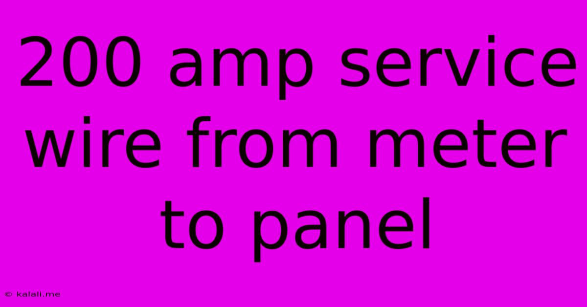 200 Amp Service Wire From Meter To Panel
