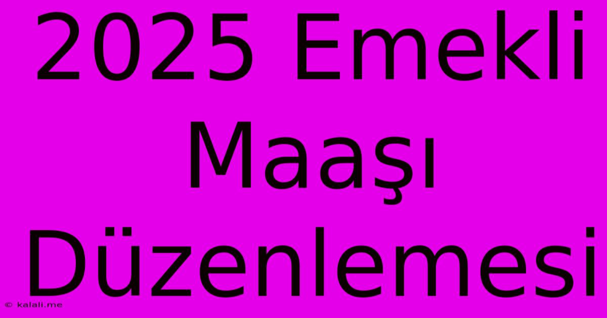 2025 Emekli Maaşı Düzenlemesi