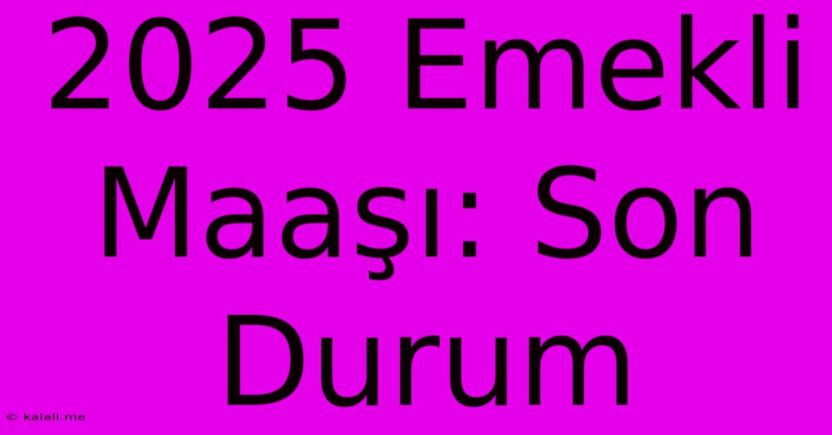 2025 Emekli Maaşı: Son Durum