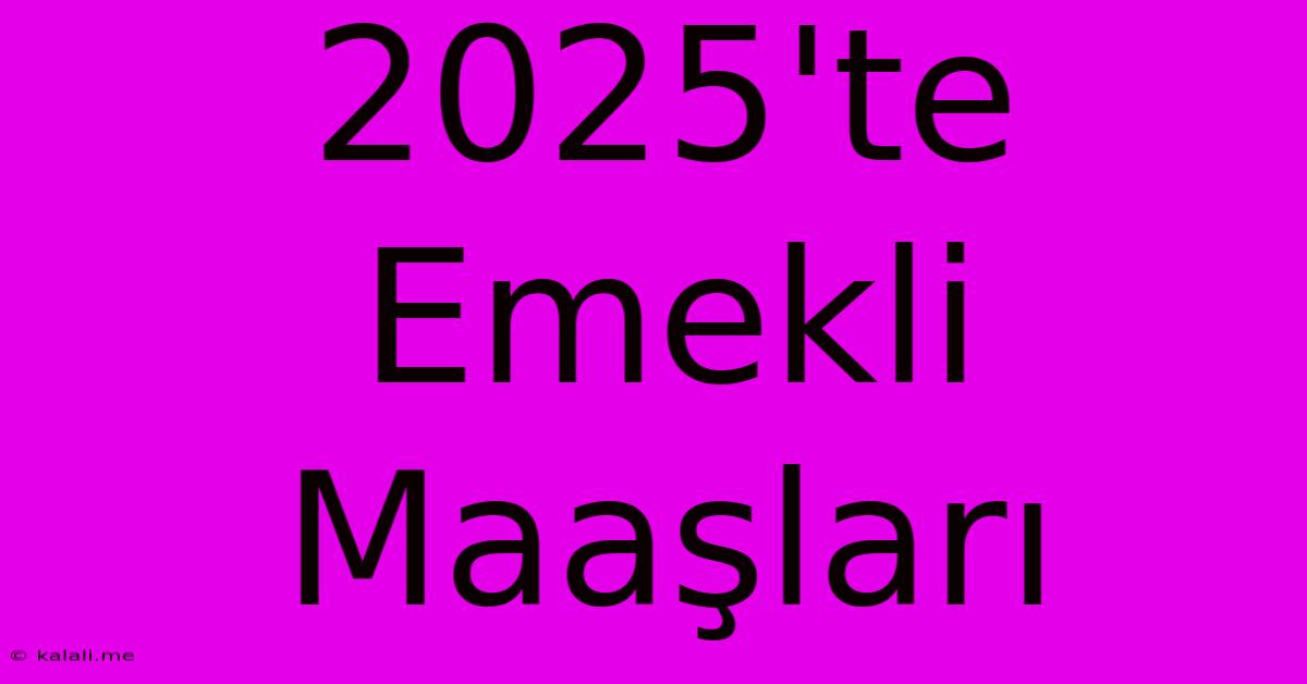 2025'te Emekli Maaşları