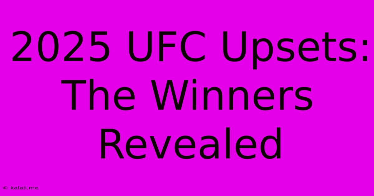 2025 UFC Upsets: The Winners Revealed