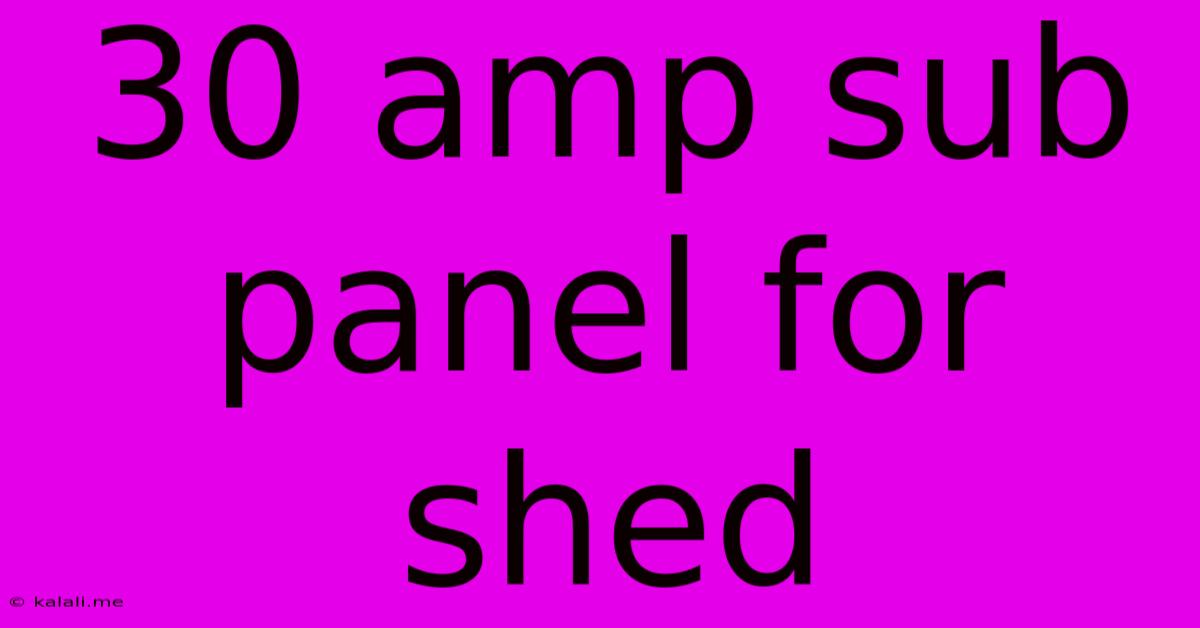 30 Amp Sub Panel For Shed