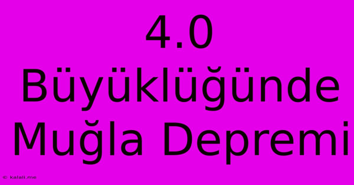 4.0 Büyüklüğünde Muğla Depremi