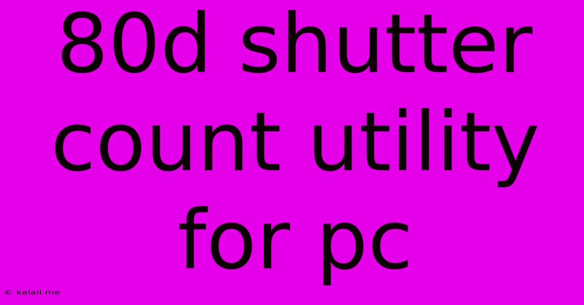80d Shutter Count Utility For Pc