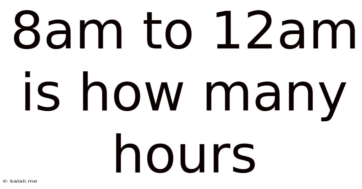8am To 12am Is How Many Hours