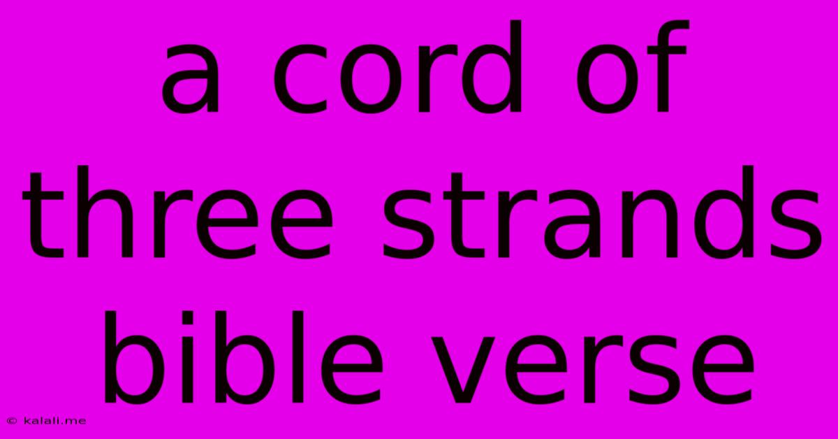 A Cord Of Three Strands Bible Verse