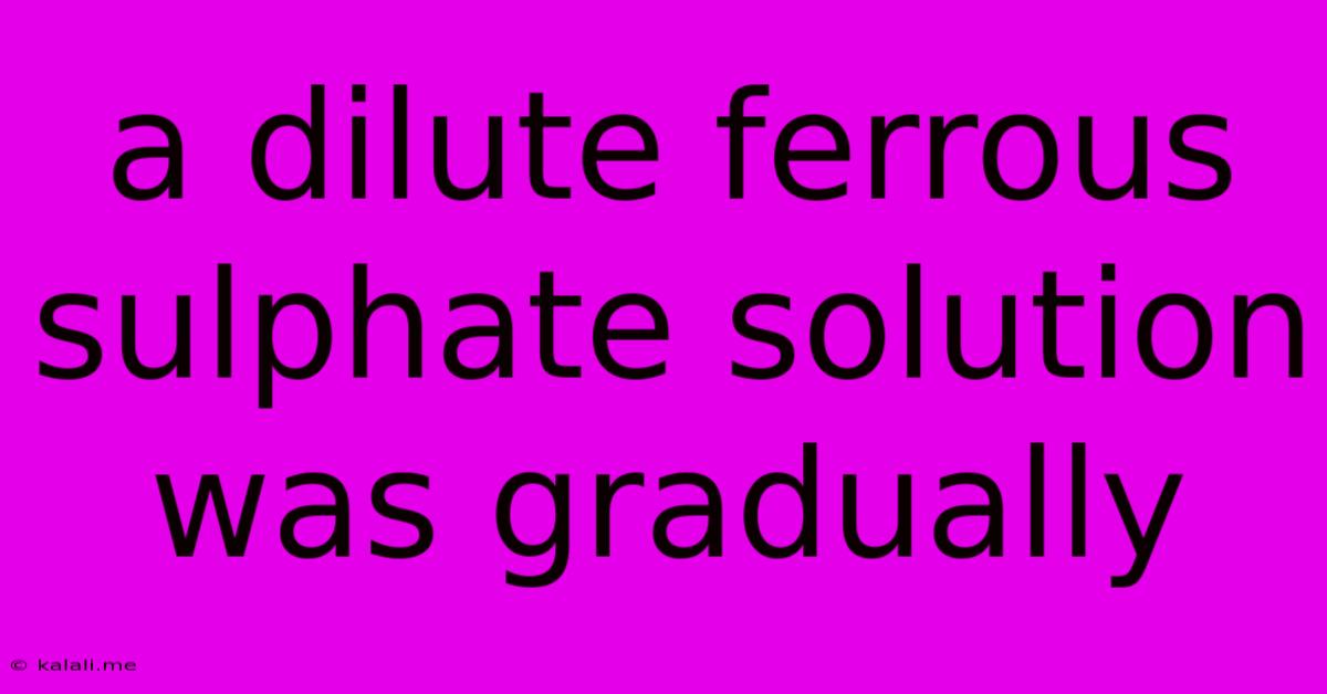 A Dilute Ferrous Sulphate Solution Was Gradually