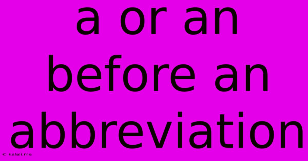 A Or An Before An Abbreviation