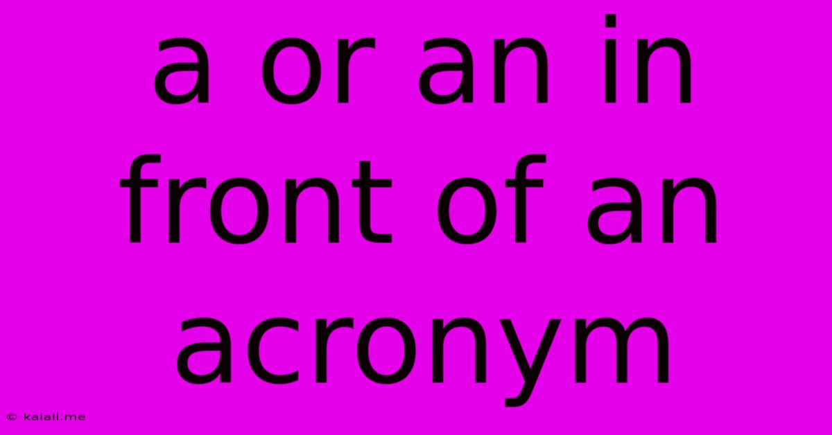 A Or An In Front Of An Acronym
