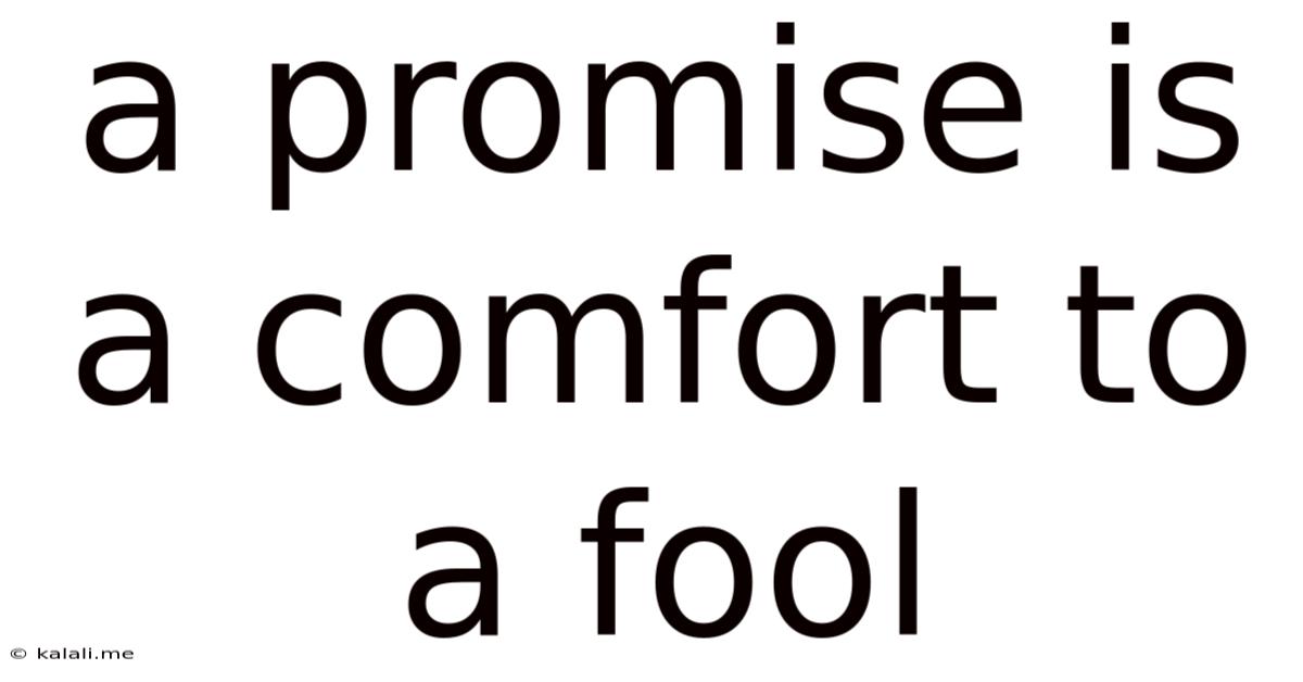 A Promise Is A Comfort To A Fool