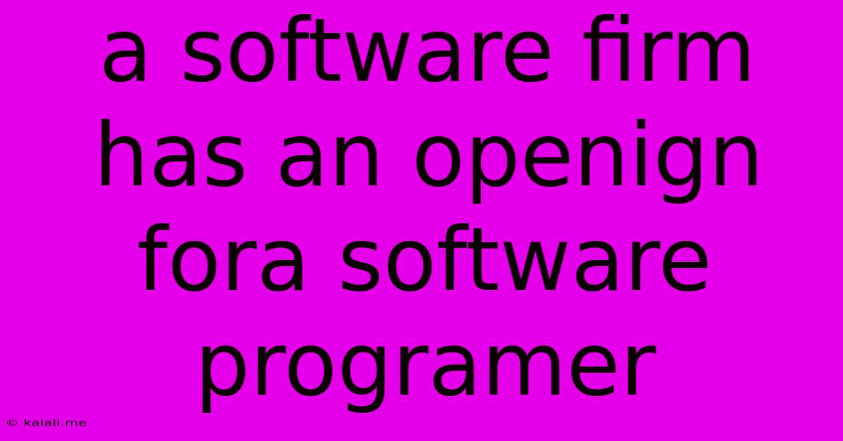 A Software Firm Has An Openign Fora Software Programer