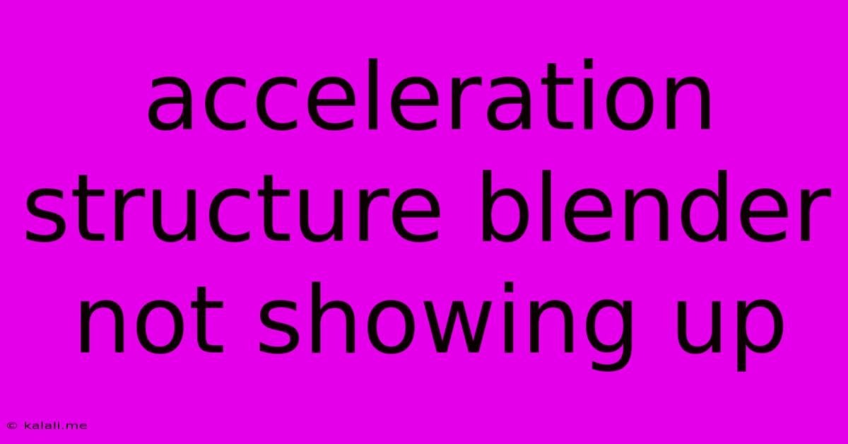 Acceleration Structure Blender Not Showing Up