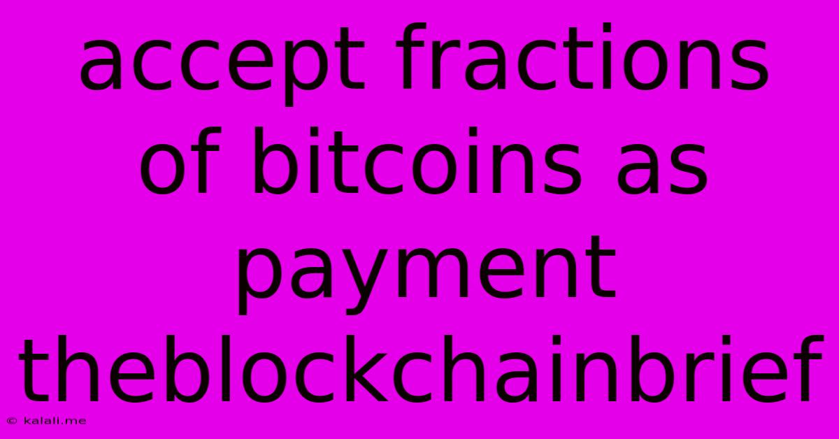 Accept Fractions Of Bitcoins As Payment Theblockchainbrief