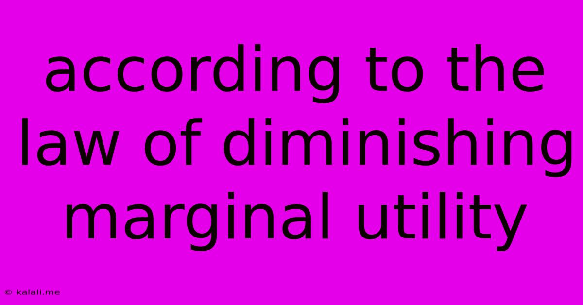 According To The Law Of Diminishing Marginal Utility