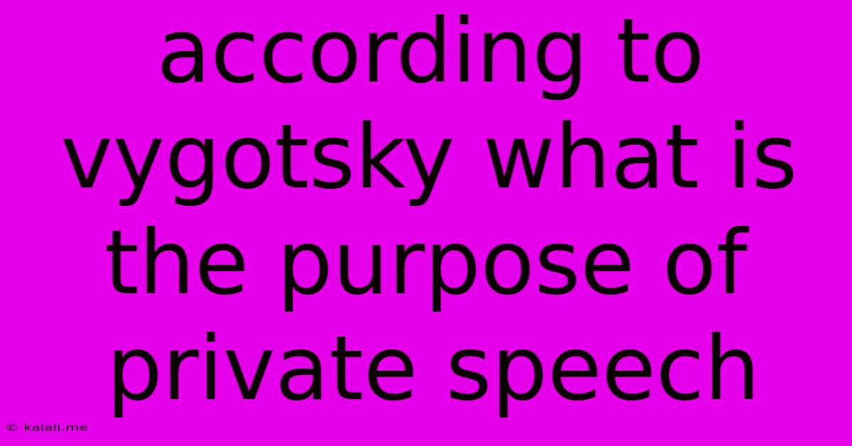 According To Vygotsky What Is The Purpose Of Private Speech