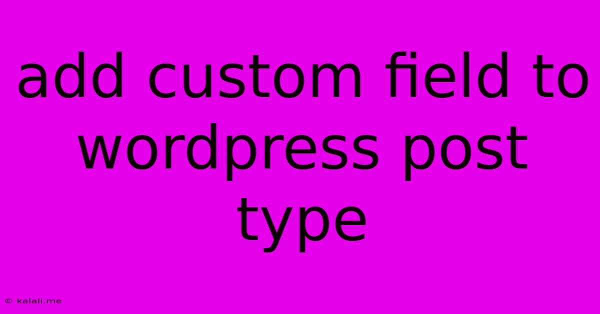 Add Custom Field To Wordpress Post Type