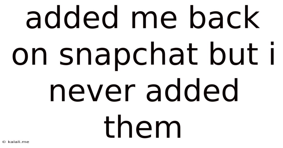 Added Me Back On Snapchat But I Never Added Them