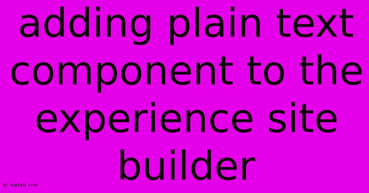 Adding Plain Text Component To The Experience Site Builder