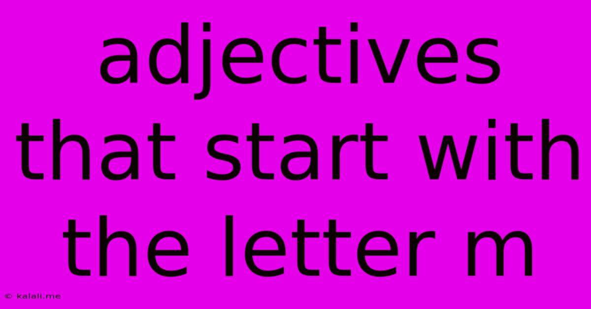 Adjectives That Start With The Letter M