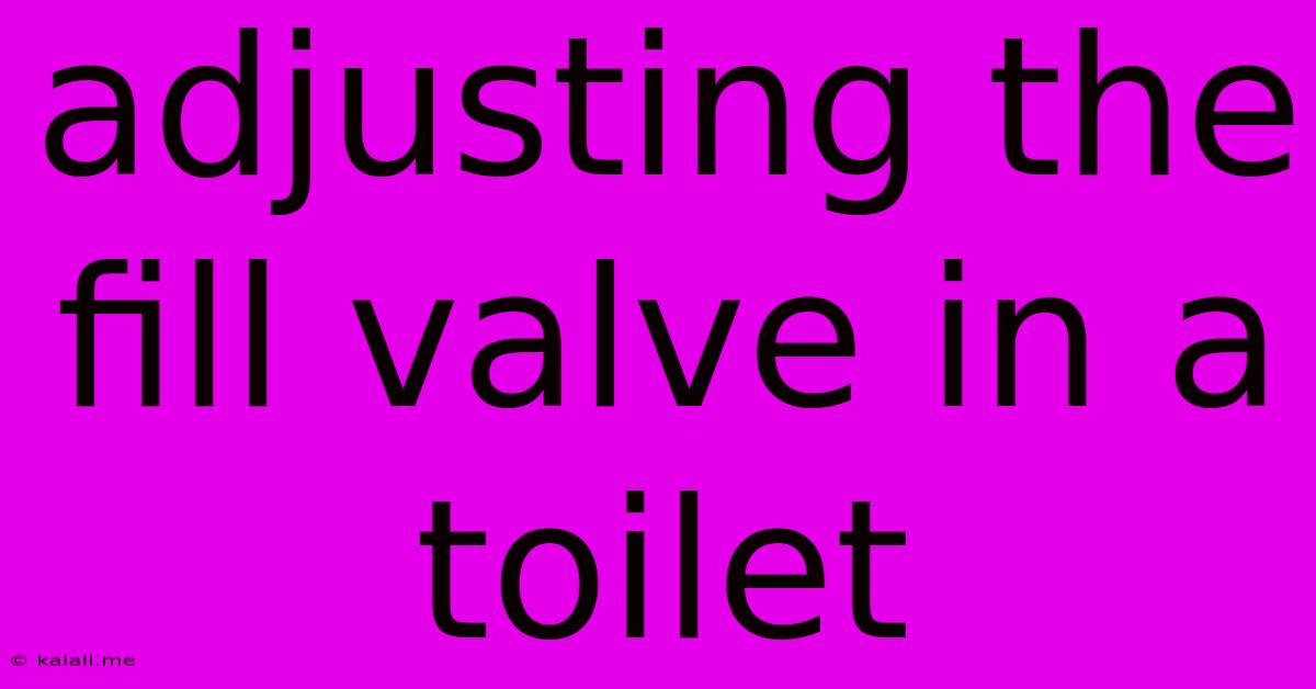 Adjusting The Fill Valve In A Toilet