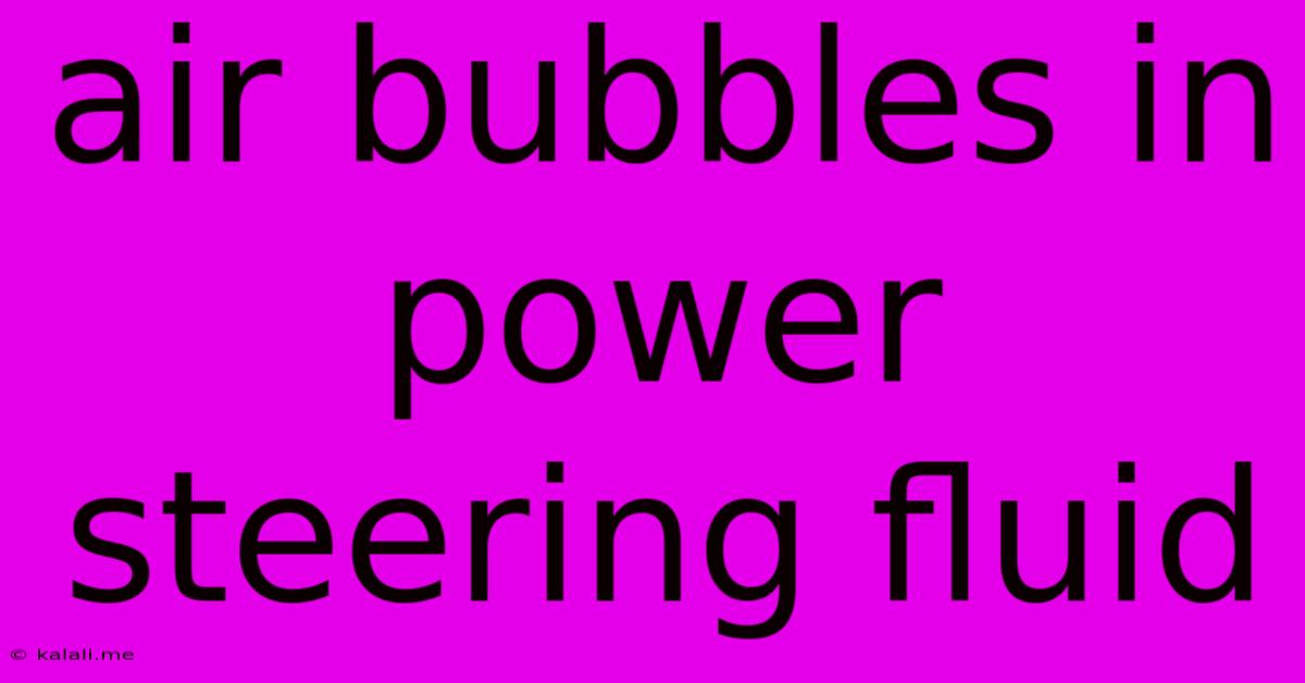 Air Bubbles In Power Steering Fluid