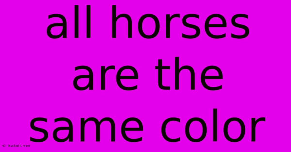 All Horses Are The Same Color