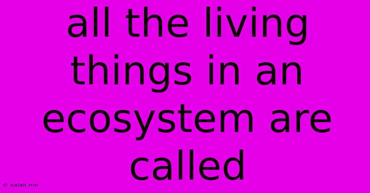 All The Living Things In An Ecosystem Are Called