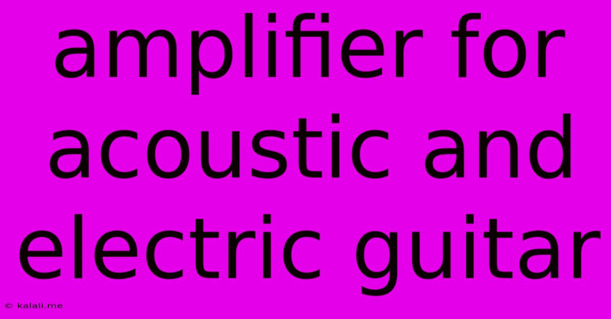Amplifier For Acoustic And Electric Guitar