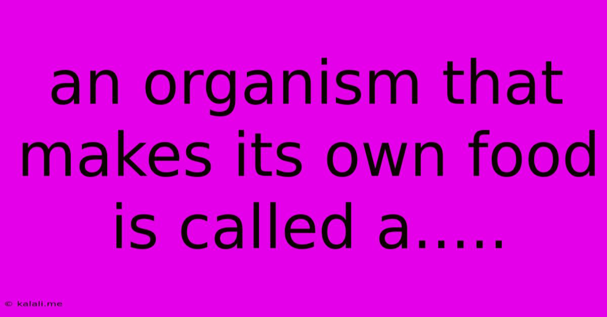 An Organism That Makes Its Own Food Is Called A.....