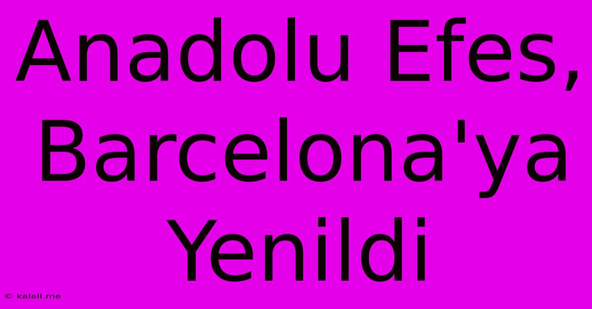 Anadolu Efes, Barcelona'ya Yenildi