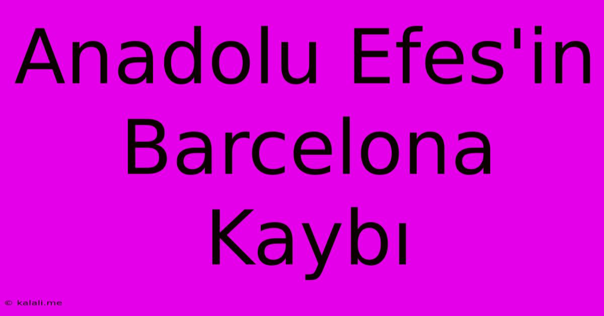 Anadolu Efes'in Barcelona Kaybı