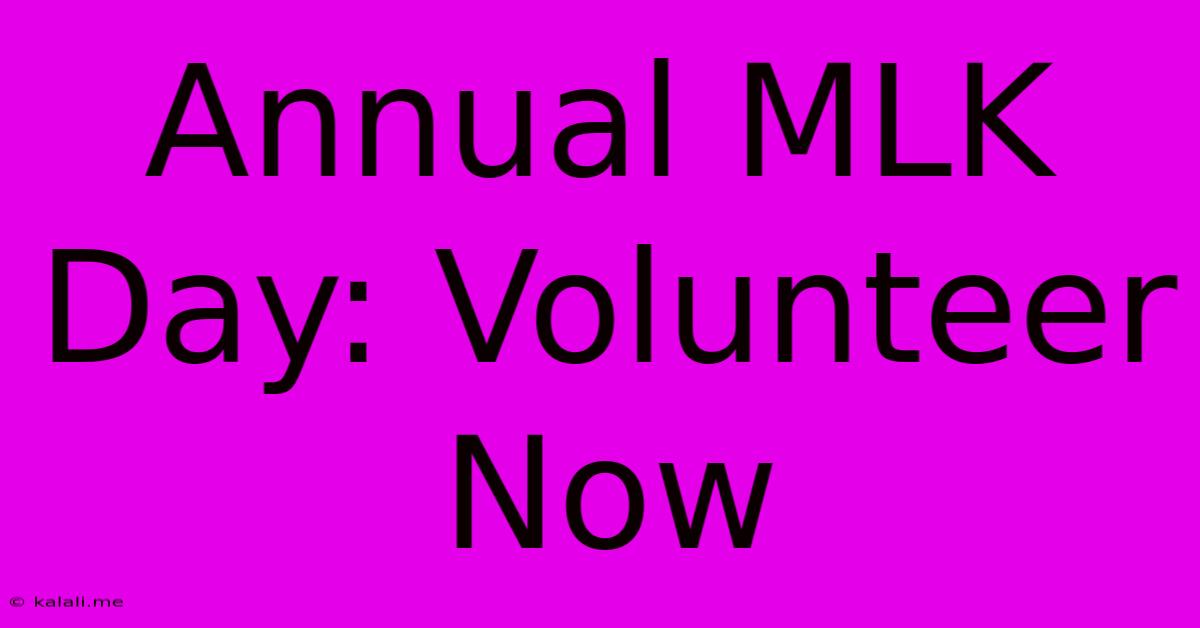 Annual MLK Day: Volunteer Now