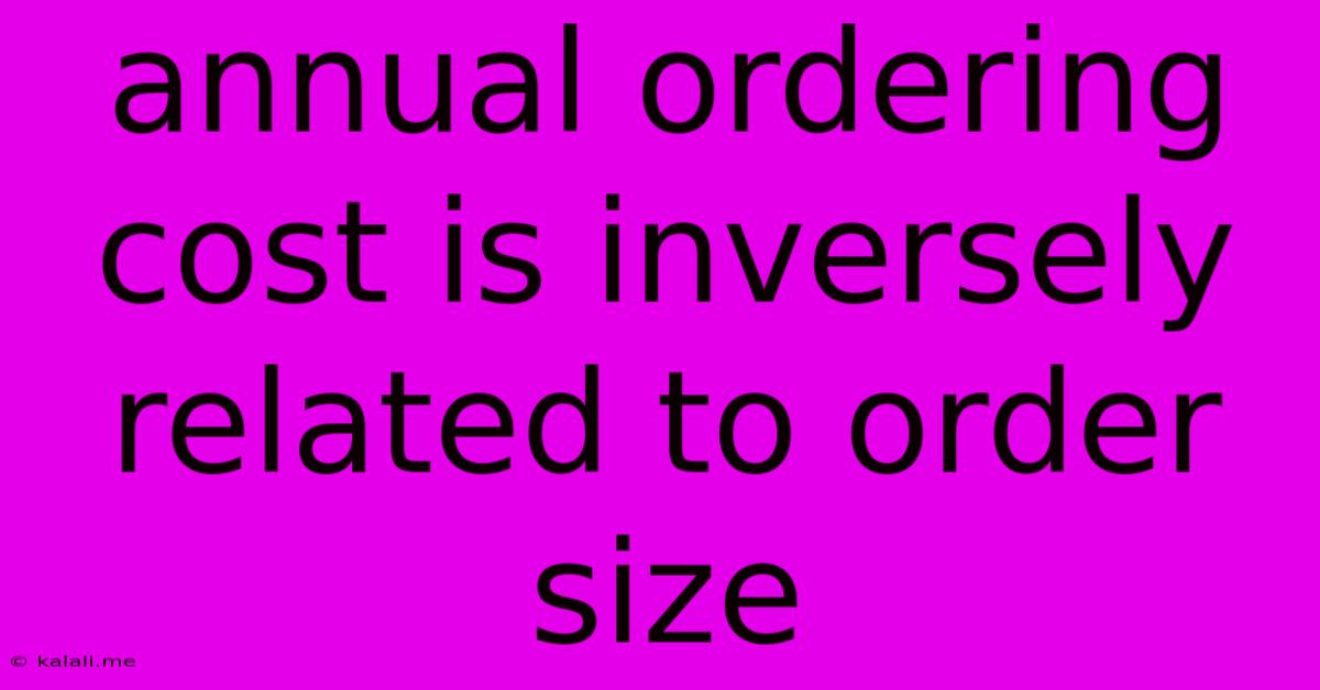 Annual Ordering Cost Is Inversely Related To Order Size.