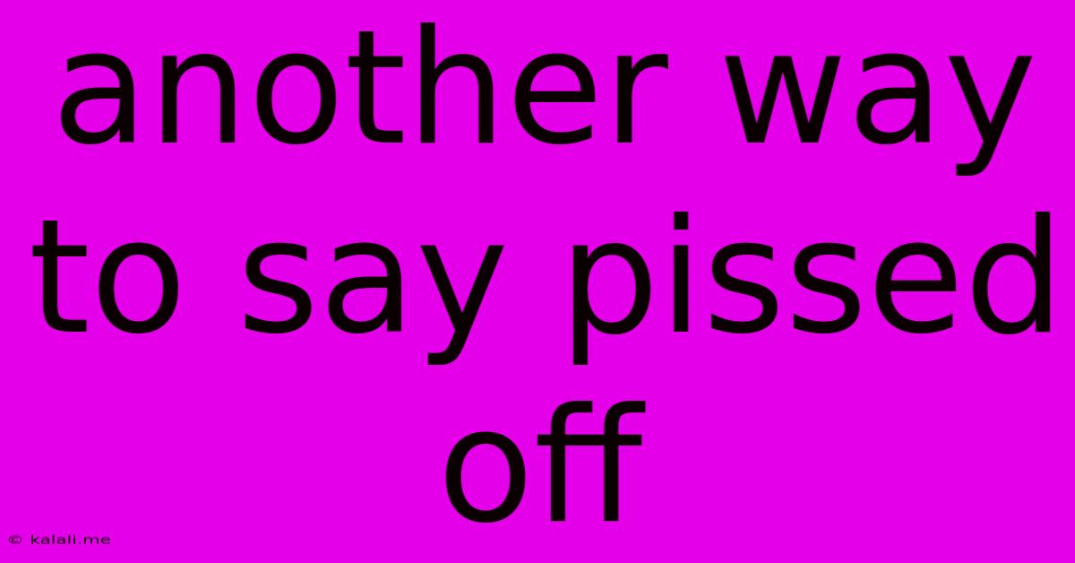 Another Way To Say Pissed Off