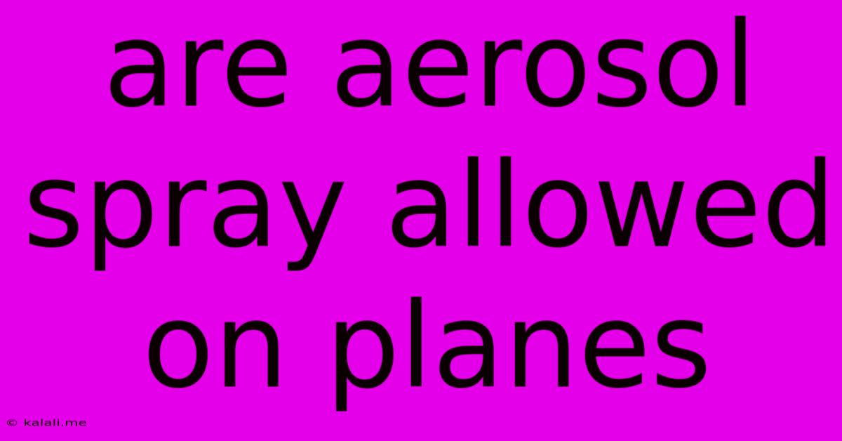 Are Aerosol Spray Allowed On Planes