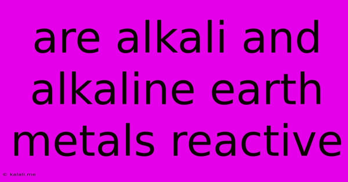 Are Alkali And Alkaline Earth Metals Reactive