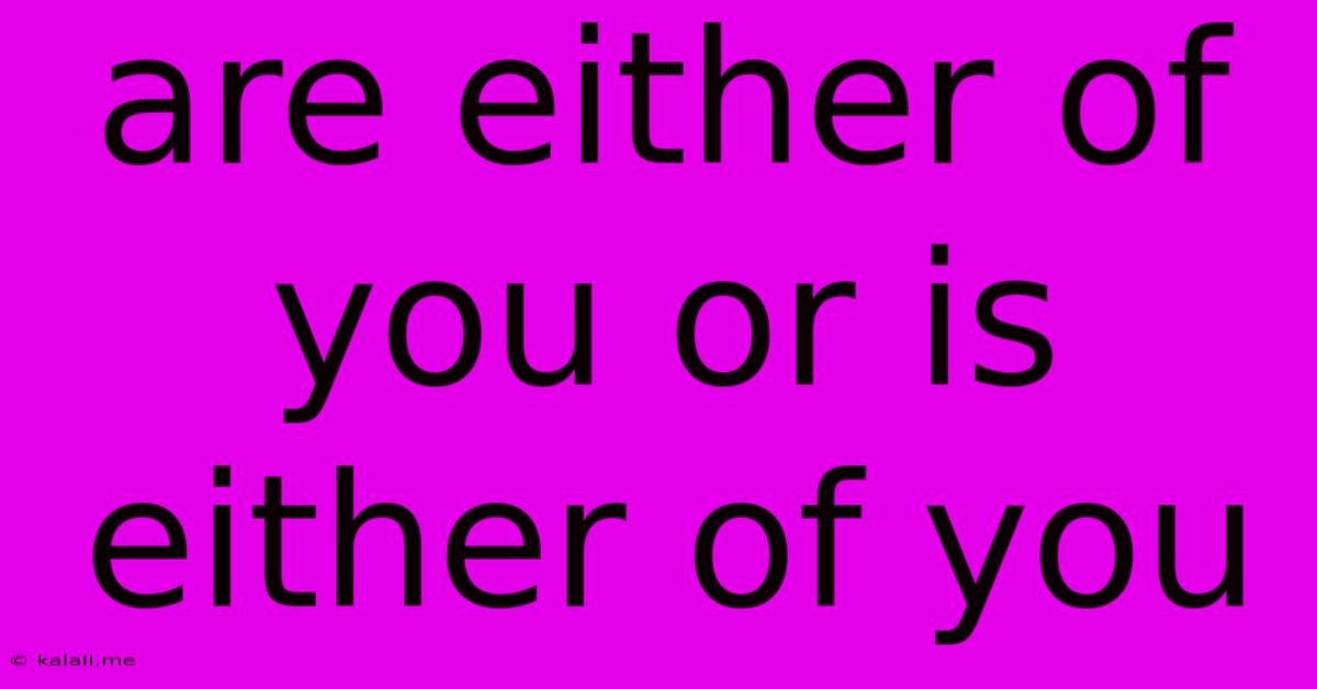 Are Either Of You Or Is Either Of You