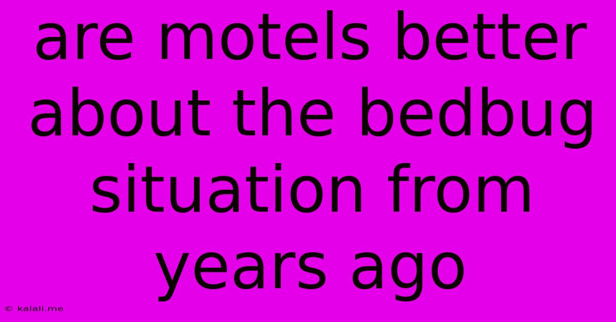 Are Motels Better About The Bedbug Situation From Years Ago