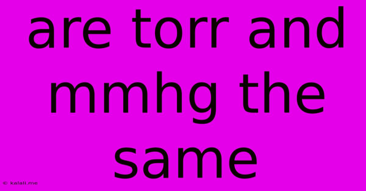 Are Torr And Mmhg The Same