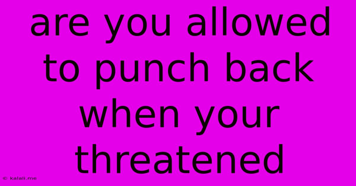 Are You Allowed To Punch Back When Your Threatened