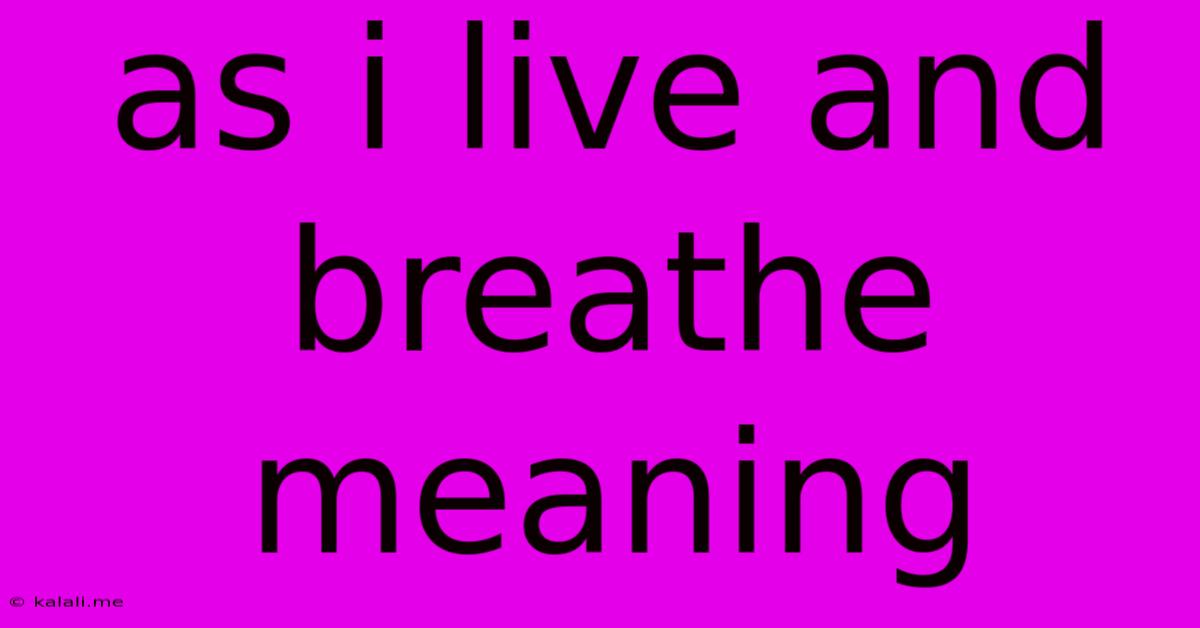 As I Live And Breathe Meaning