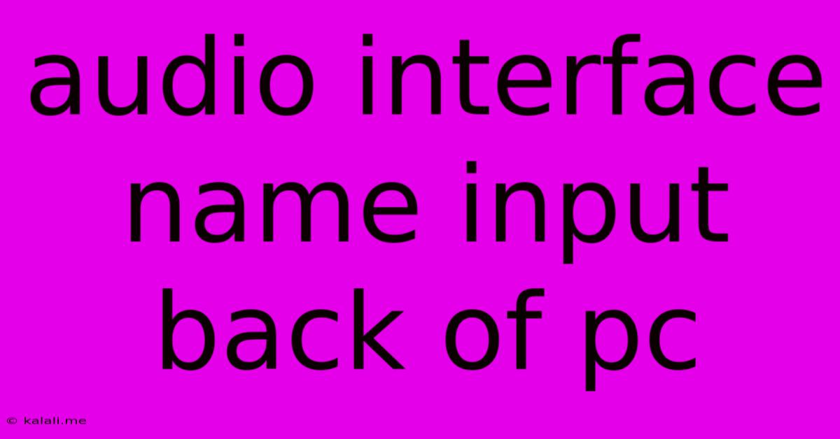 Audio Interface Name Input Back Of Pc